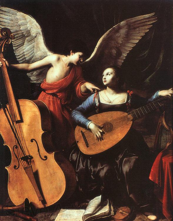 Carlo Saraceni St.Cecelia with an Angel Spain oil painting art